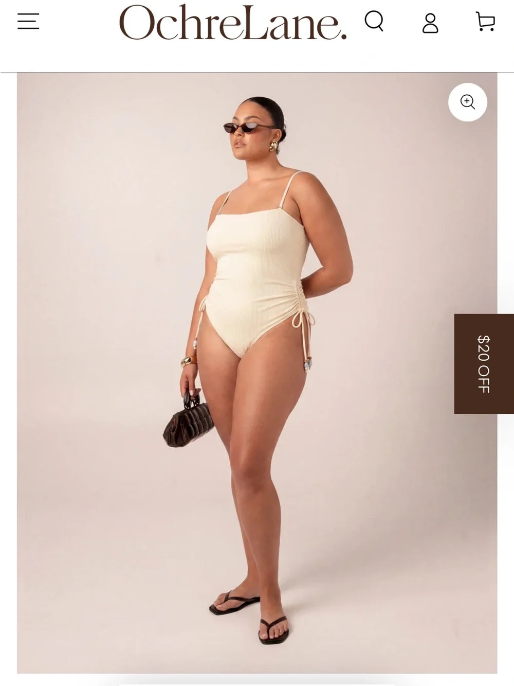 Cream Polka Dot One-Piece Swimsuit with Side Ties